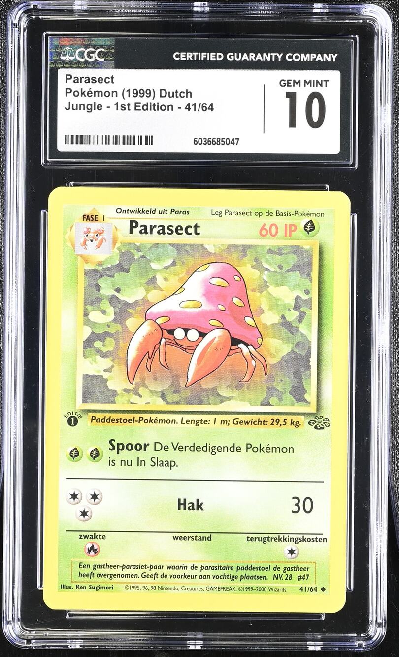 CGC 10 GEM MINT Parasect 1st Edition 41/64 Pokemon Dutch Jungle Set (PSA/BGS)